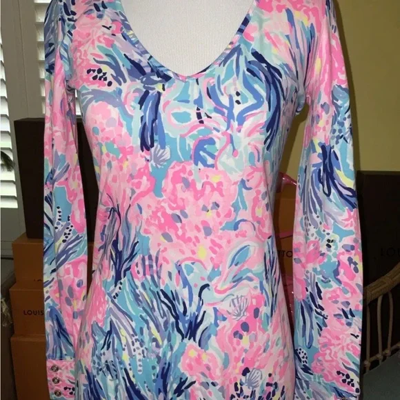 Lilly Pulitzer NWT Davie Dress Periwinkle Fan Sea Pants $98 Size XXS - Picture 4 of 11